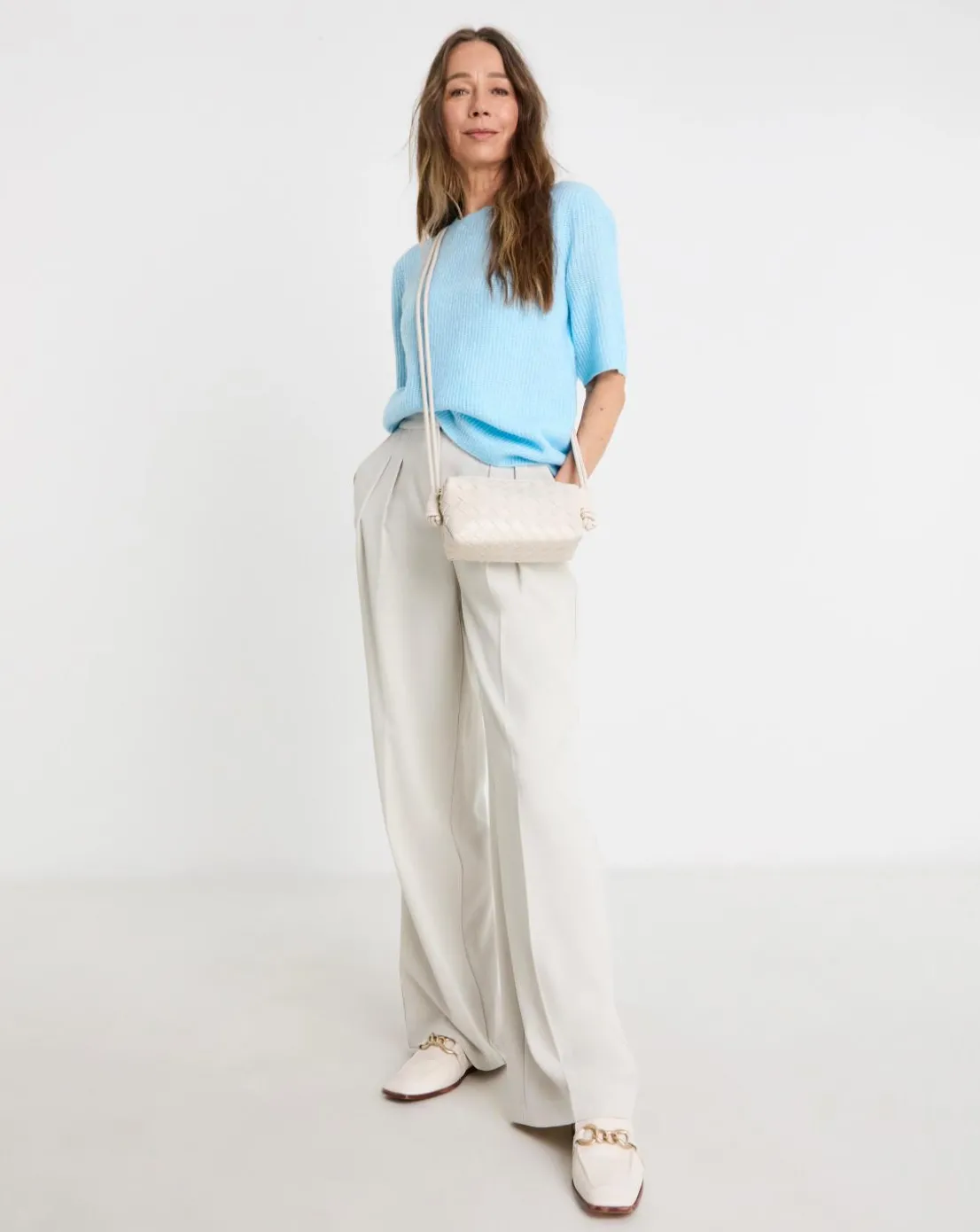 Light Blue Short Sleeve Crew Neck Jumper