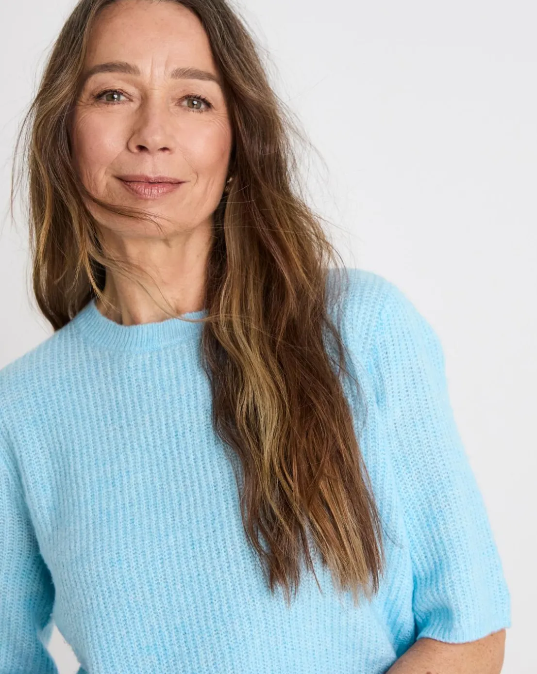 Light Blue Short Sleeve Crew Neck Jumper