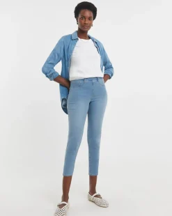Light Blue Stretch Crop Jeggings