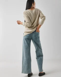 Light Blue Tie Front Wide Leg Jeans