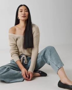 Light Blue Tie Front Wide Leg Jeans