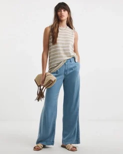 Light Blue Wide Leg Lyocell Jeans