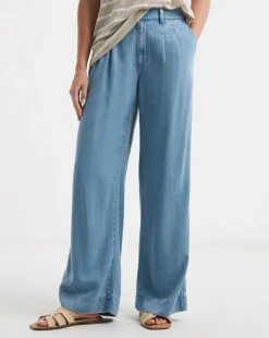 Light Blue Wide Leg Lyocell Jeans