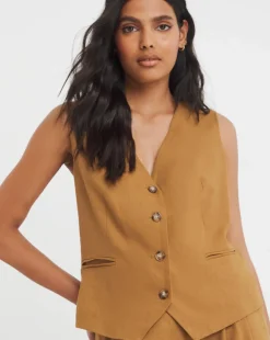 Linen Button Front Waistcoat