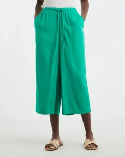 Linen Mix Cropped Wide Leg Culottes