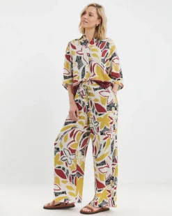 Linen Mix Wide Leg Trouser