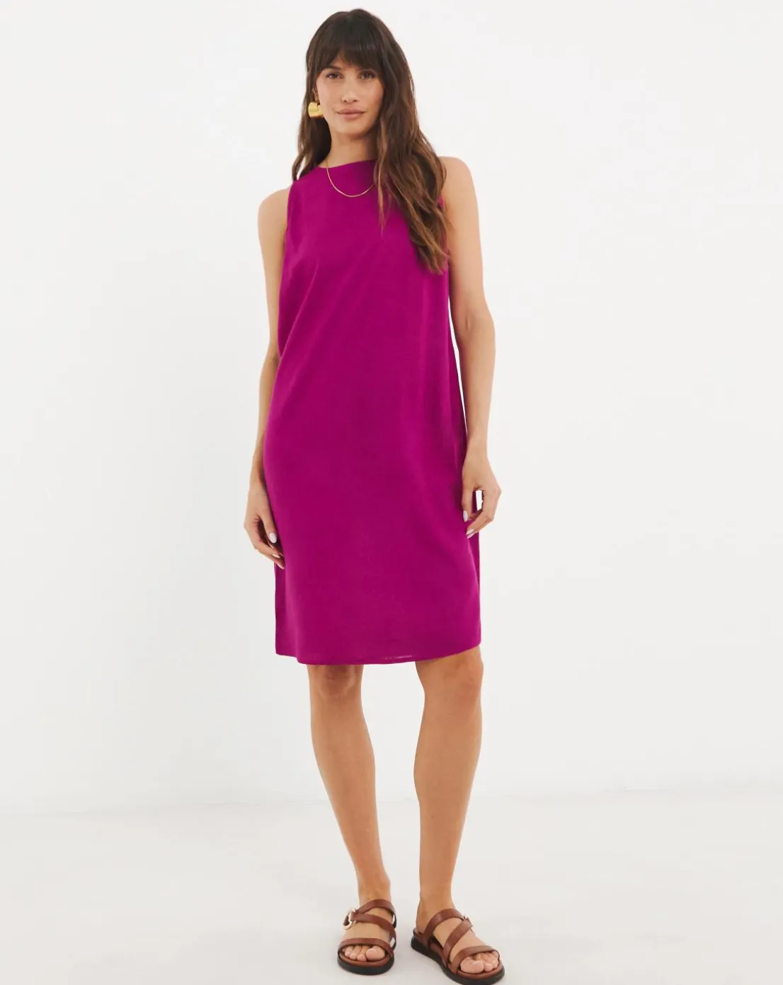 Linen Sleeveless Shift Dress