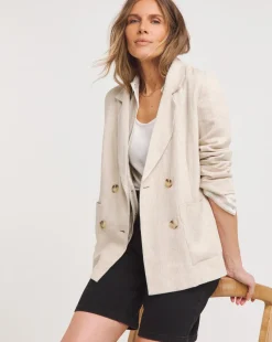 Linen Unlined Double Breasted Blazer