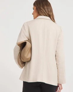 Linen Unlined Double Breasted Blazer