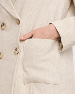 Linen Unlined Double Breasted Blazer