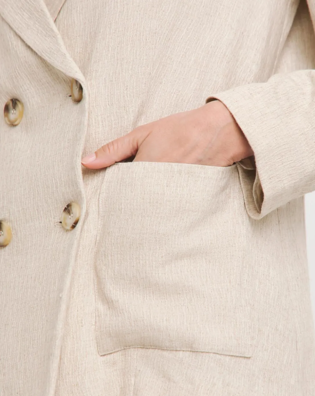 Linen Unlined Double Breasted Blazer