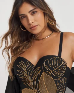 MAGISCULPT Embroidered Bandeau Underwired Swimsuit