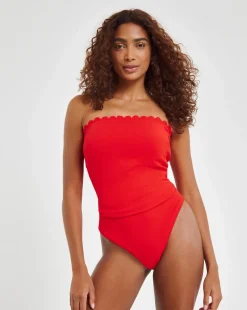 MAGISCULPT Medium Control Contour Me Scalloped Edge Bandeau Swimsuit