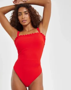 MAGISCULPT Medium Control Contour Me Scalloped Edge Bandeau Swimsuit