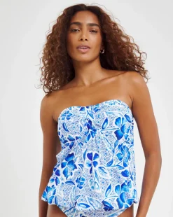 MAGISCULPT Medium Control Floral Print Bandeau Blouson Top