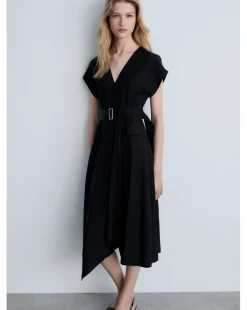 Mango Asymmetrical Dress with Belt
