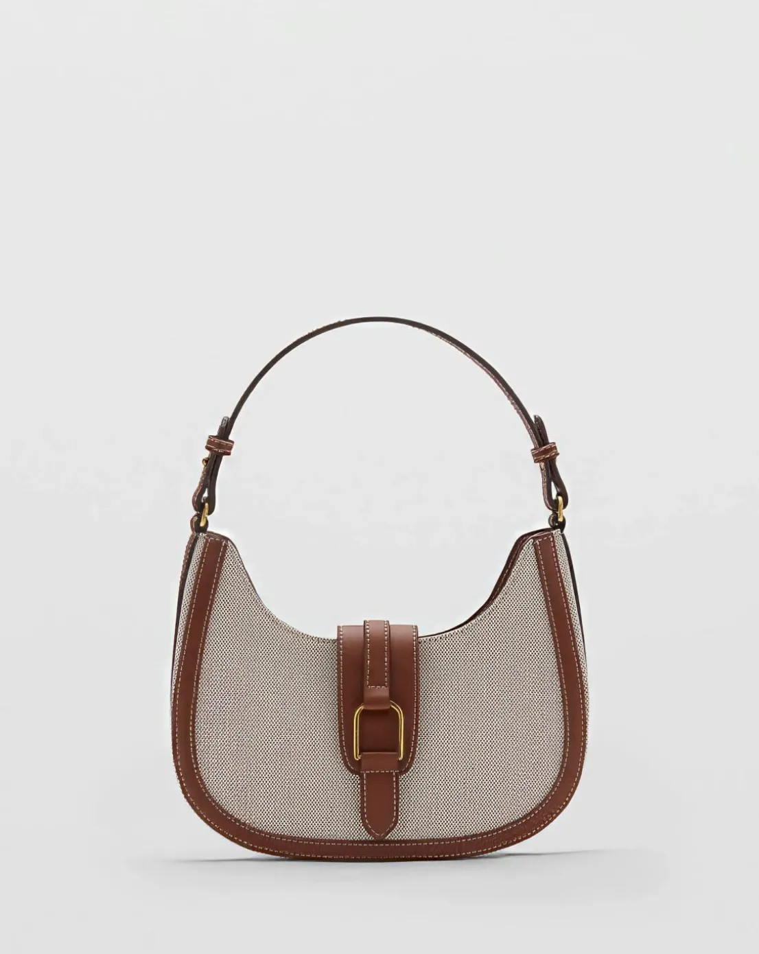 Mango Canvas & PU Shoulder Bag