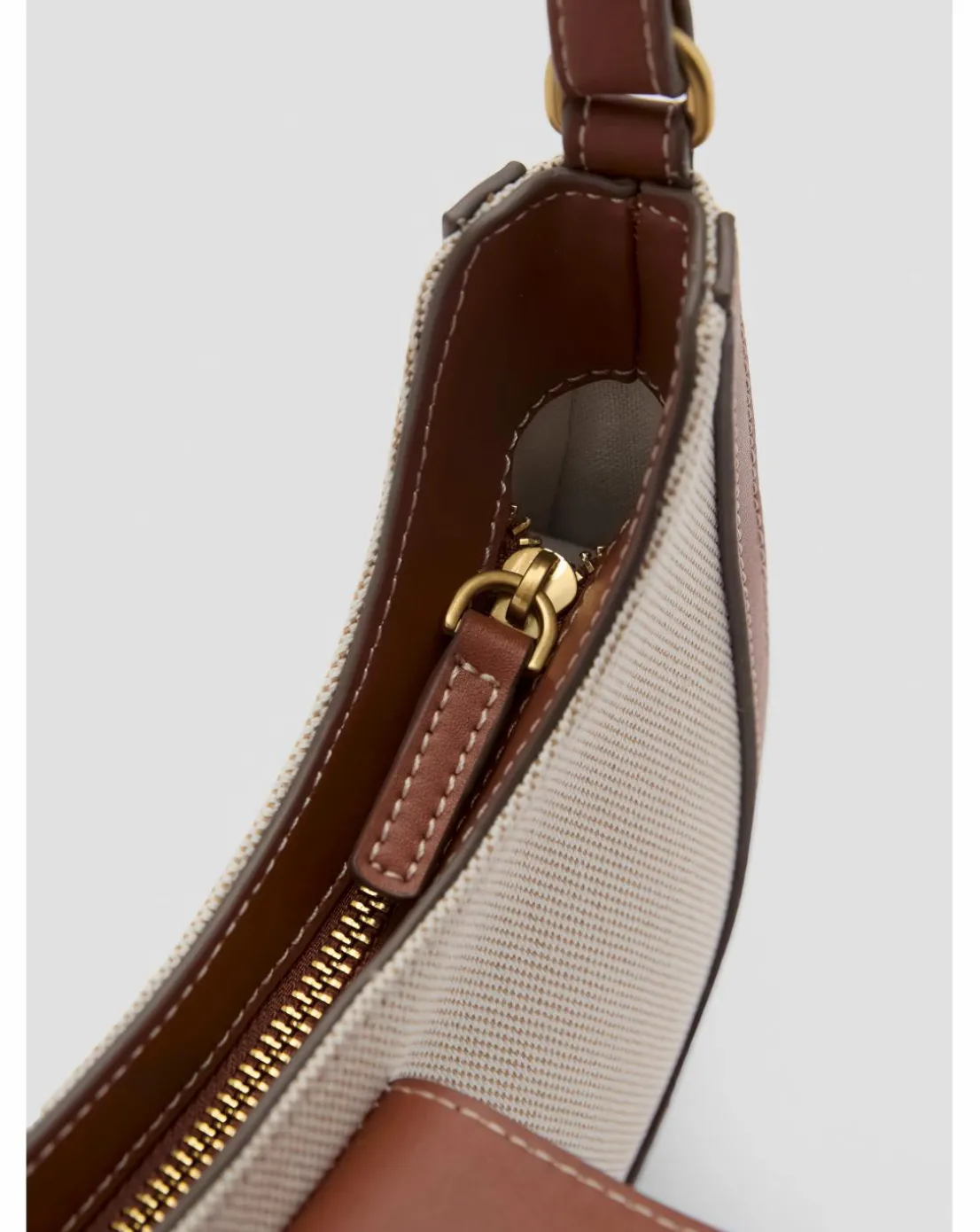 Mango Canvas & PU Shoulder Bag