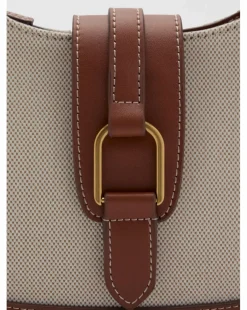 Mango Canvas & PU Shoulder Bag