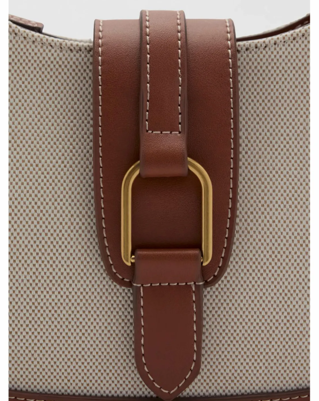 Mango Canvas & PU Shoulder Bag