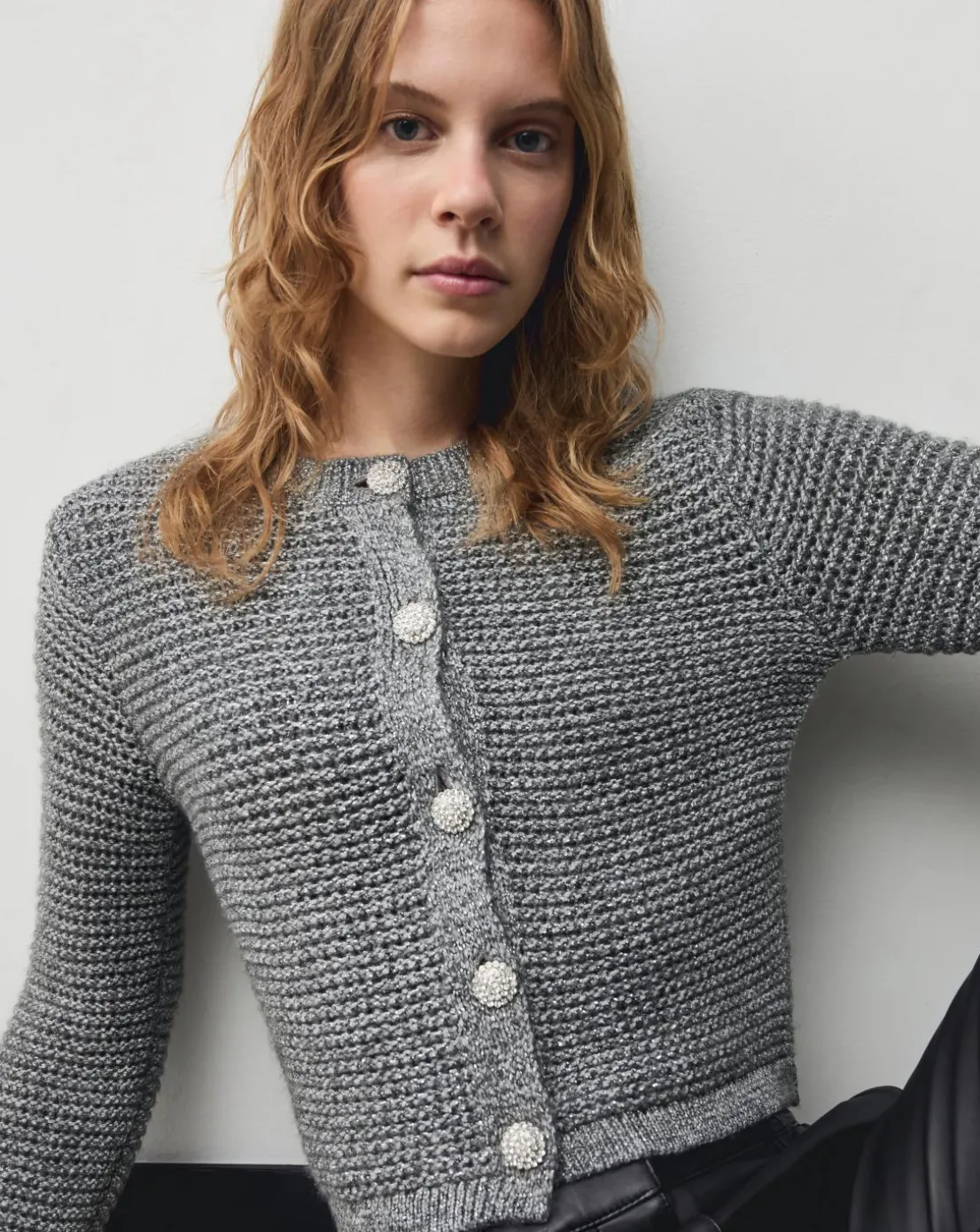 Mango Chunky Knit Jacket With Buttons