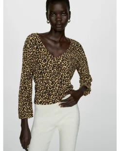 Mango Leopard Print Blouse