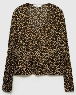 Mango Leopard Print Blouse