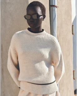 Mango Perkins Neck Plaza Sweater