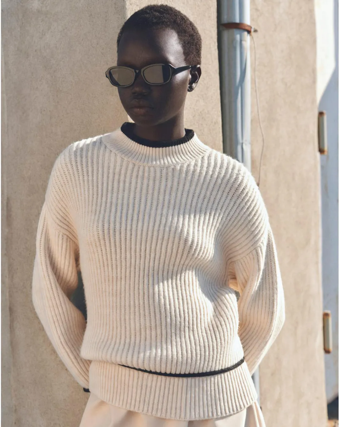 Mango Perkins Neck Plaza Sweater