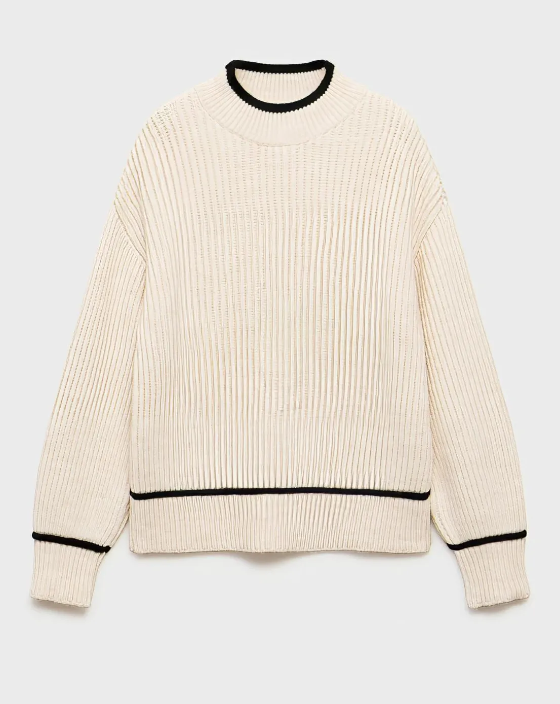 Mango Perkins Neck Plaza Sweater