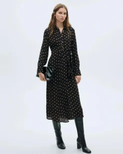 Mango Polka-dot shirt dress with Knot Detail
