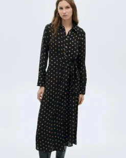 Mango Polka-dot shirt dress with Knot Detail