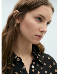 Mango Polka-dot shirt dress with Knot Detail