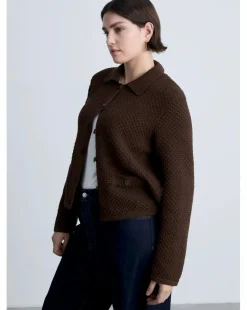 Mango Polo Neck Knitted Choco Jacket