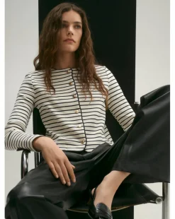 Mango Striped Knit Cardigan