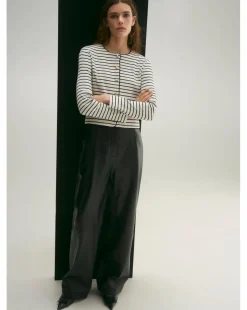 Mango Striped Knit Cardigan