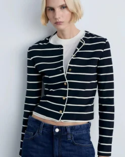 Mango Striped Knit Cardigan