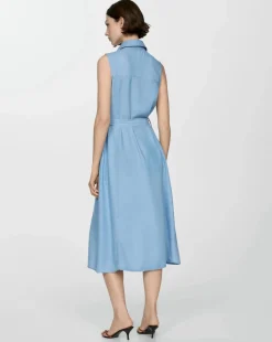 Mango Tie Waist Sleeveless Dress