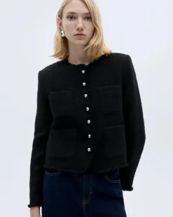 Mango Tweed Jacket with Jewel Buttons