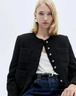 Mango Tweed Jacket with Jewel Buttons