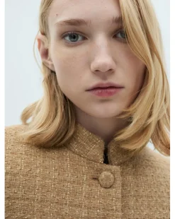 Mango Tweed Jacket with Stand Up Collar