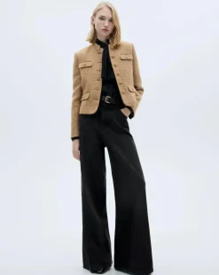 Mango Tweed Jacket with Stand Up Collar