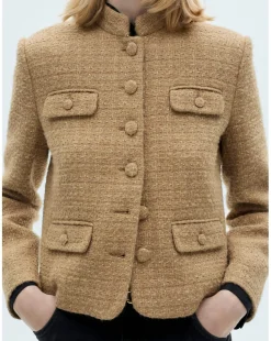 Mango Tweed Jacket with Stand Up Collar