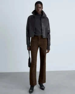 Mango Zebra Print Straight Jeans