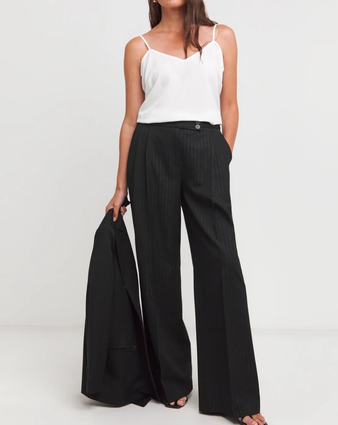 Metallic Thread Wide Leg Trouser