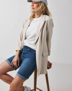 Mid Blue 24/7 Knee Denim Shorts