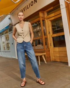 Mid Blue Barrel Leg Jean