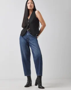 Mid Blue Barrel Leg Jeans