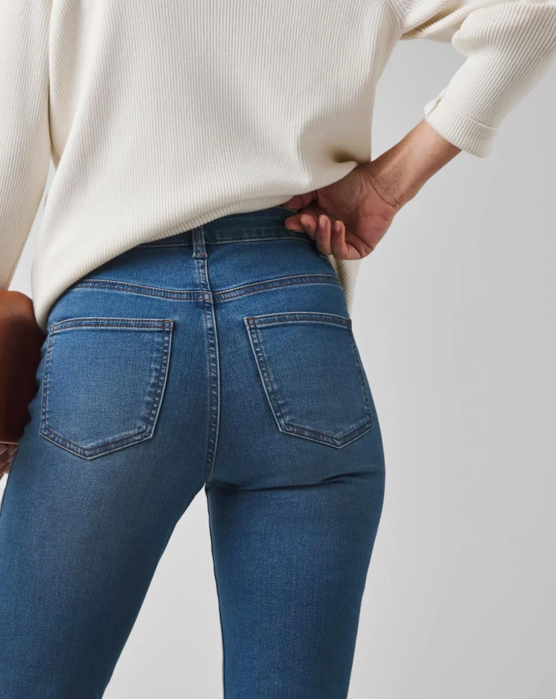 Mid Blue High Waist Super Soft Slim Leg Jean