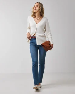 Mid Blue High Waist Super Soft Slim Leg Jean